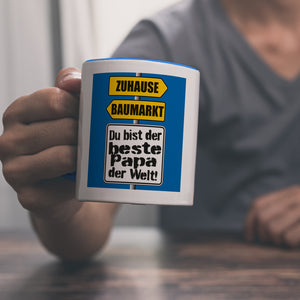 Der beste Papa der Welt Kaffeebecher mit Spruch im Baumarkt und Zuhause