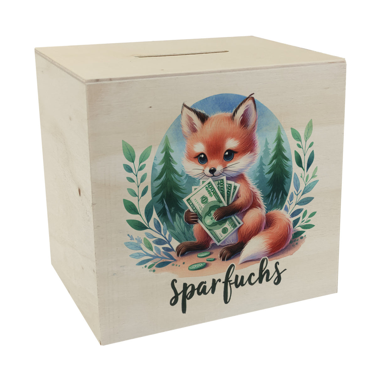 Babyfuchs Spardose mit Spruch Sparfuchs