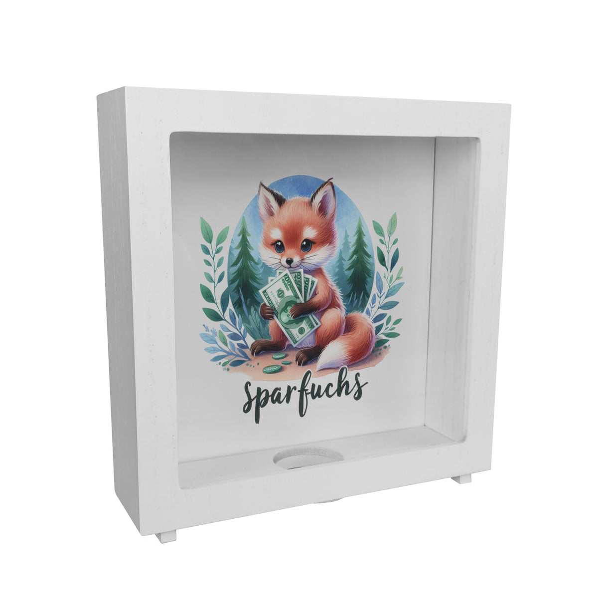 Babyfuchs Spardose mit Spruch Sparfuchs