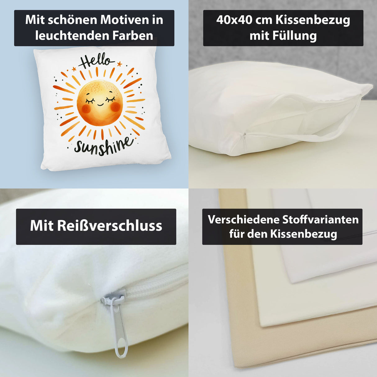 Sonne Freundschaft Kissen mit Spruch Hello sunshine