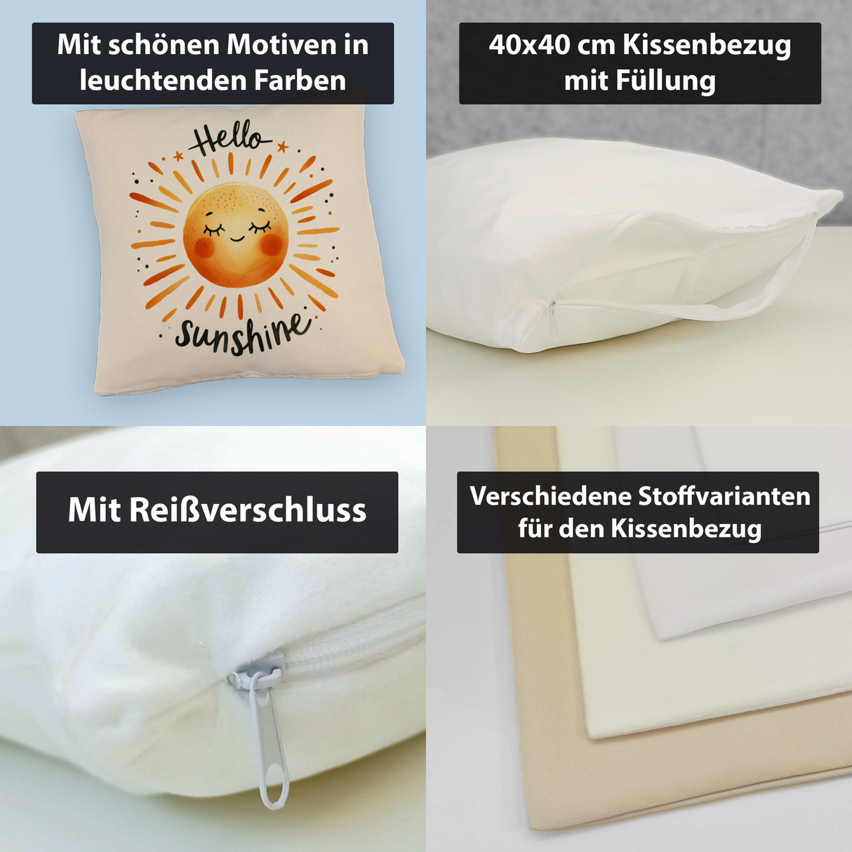 Sonne Freundschaft Kissen mit Spruch Hello sunshine