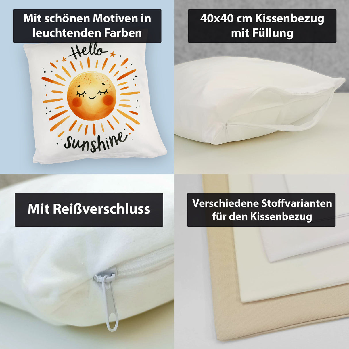 Sonne Freundschaft Kissen mit Spruch Hello sunshine