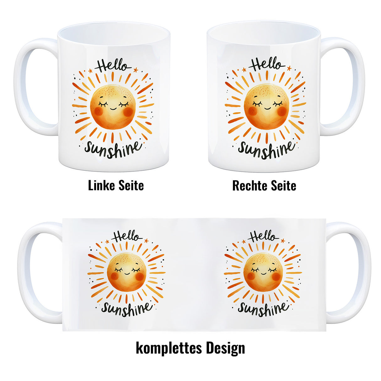 Sonne Freundschaft Kaffeebecher mit Spruch Hello sunshine