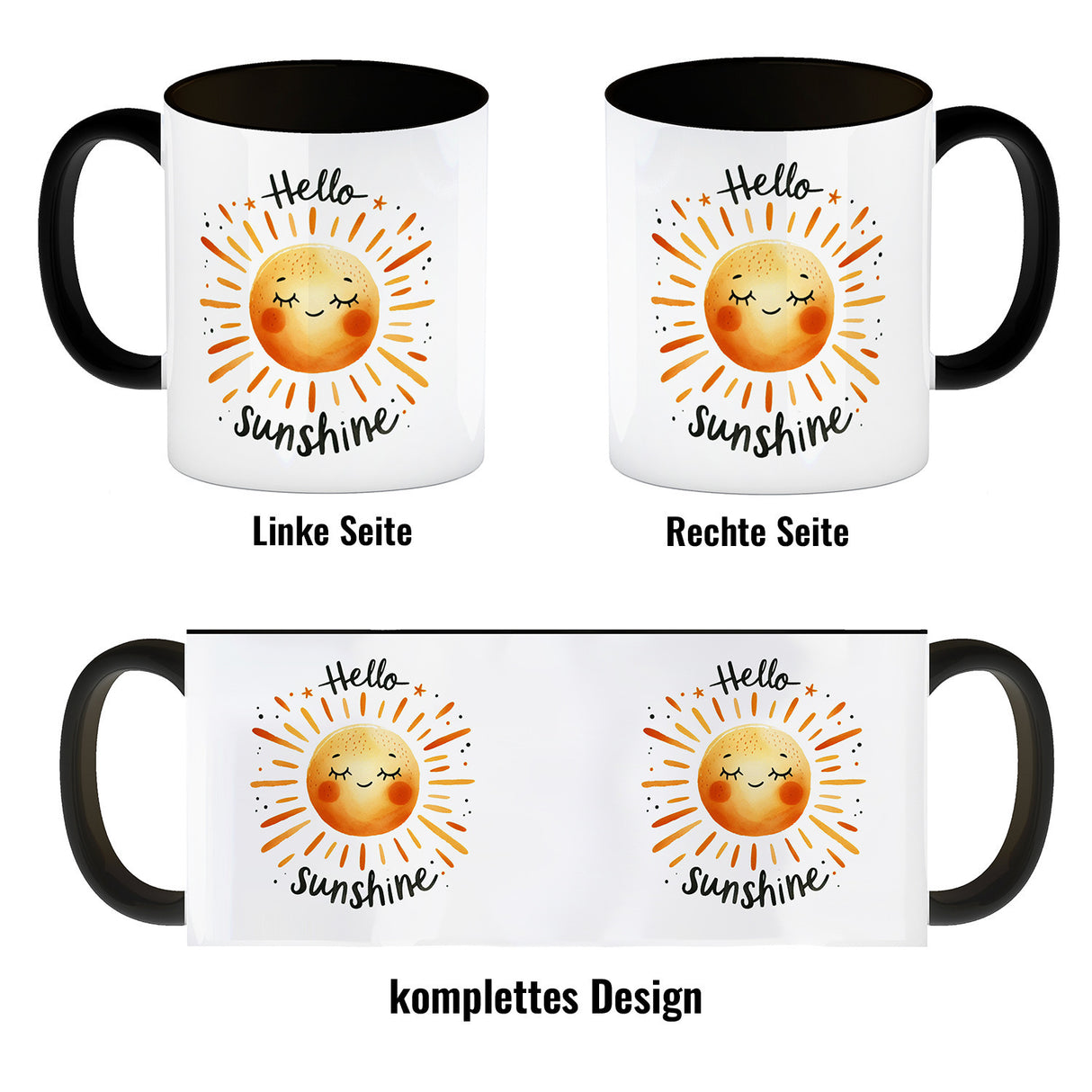 Sonne Freundschaft Kaffeebecher mit Spruch Hello sunshine