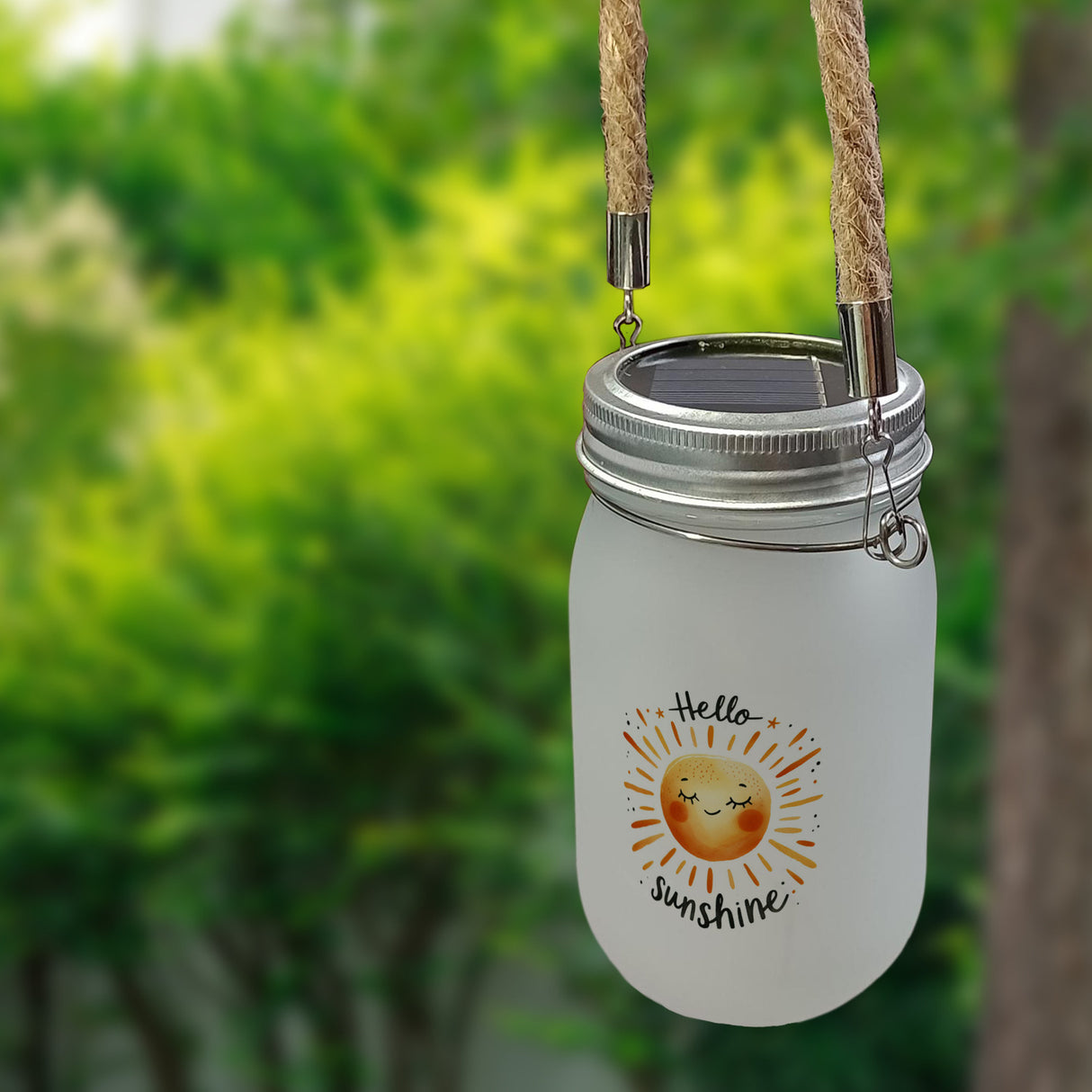 Sonne Freundschaft Solarlicht mit Spruch Hello sunshine