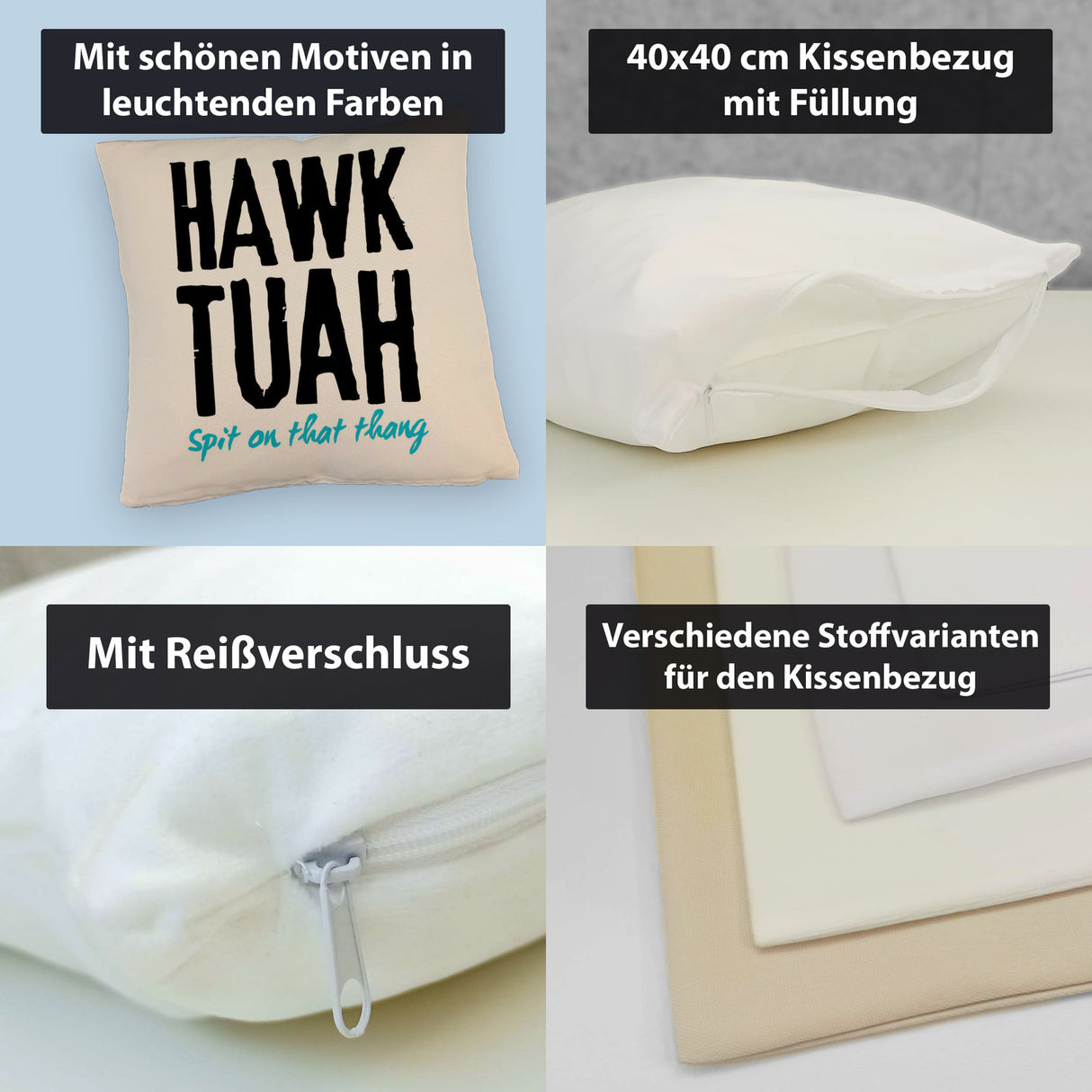 Hawk Tuah Kissen mit Spruch Spit on that thang