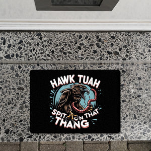 Hawk Tuah Falke mit Regenwurm Fußmatte in 35x50 cm ohne Rand mit Spruch Spit on that thang
