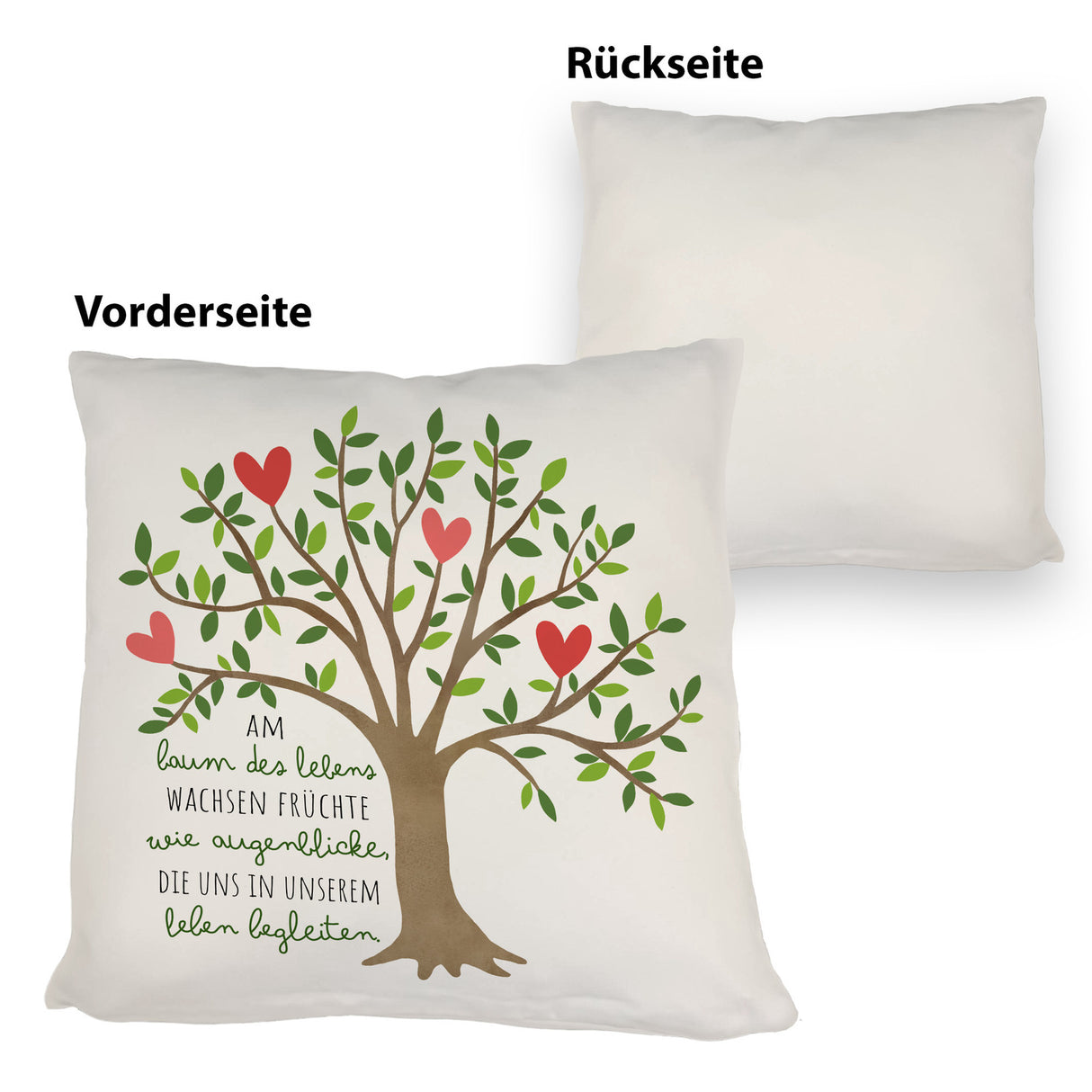 Lebensbaum Kissen mit Spruch Am Baum des Lebens wachsen Augenblicke