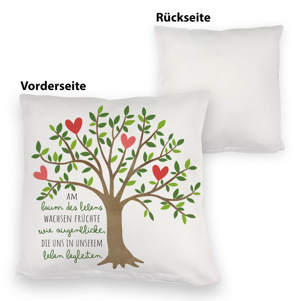 Lebensbaum Kissen mit Spruch Am Baum des Lebens wachsen Augenblicke