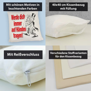 Ehepaar Kissen mit Spruch Werde dich immer auf Händen tragen