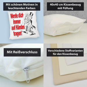 Ehepaar Kissen mit Spruch Werde dich immer auf Händen tragen