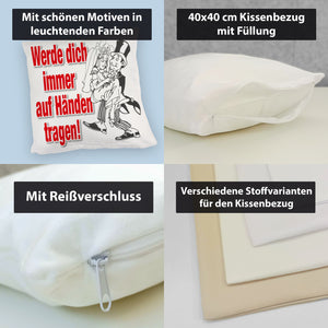 Ehepaar Kissen mit Spruch Werde dich immer auf Händen tragen