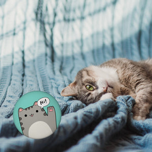 Katze kawaii Magnet rund mit Spruch Hi