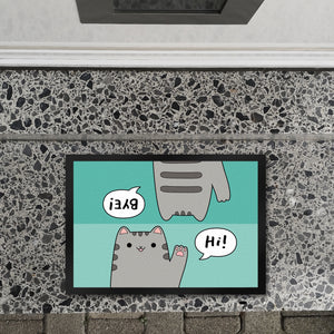 Katze kawaii Fußmatte in 35x50 cm mit Spruch Hi - Bye