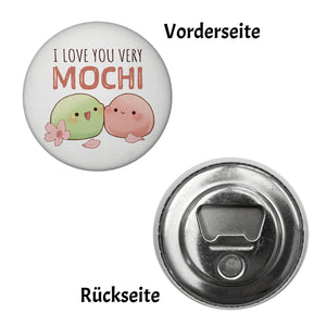 Mochi Paar Magnet rund mit Spruch I love you very Mochi