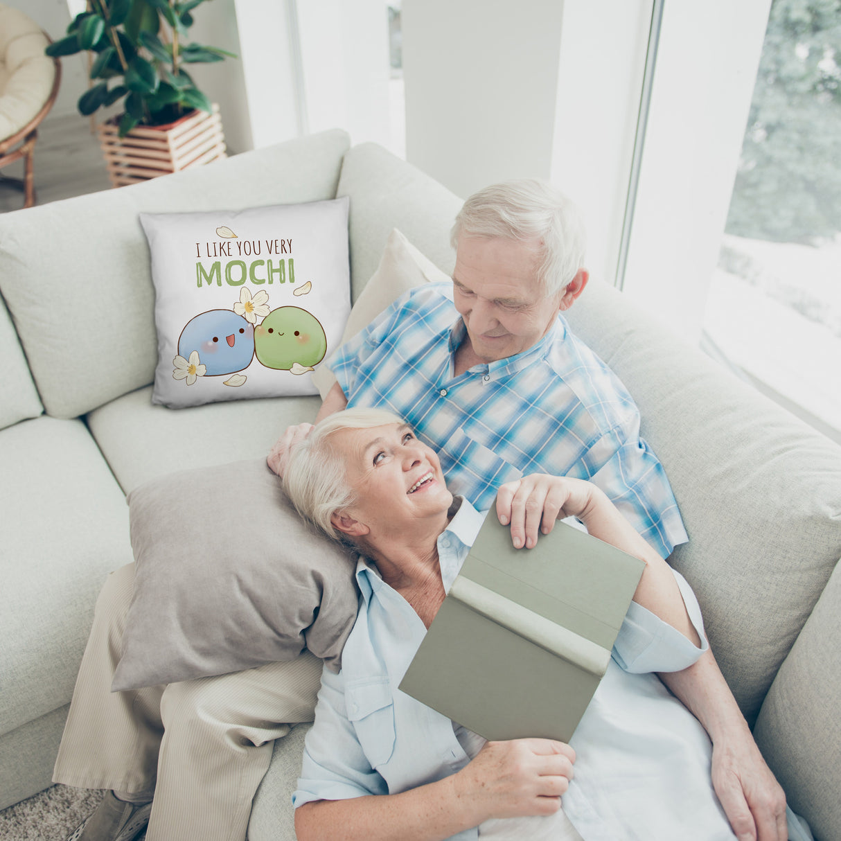 Mochi Freunde Kissen mit Spruch I like you very Mochi