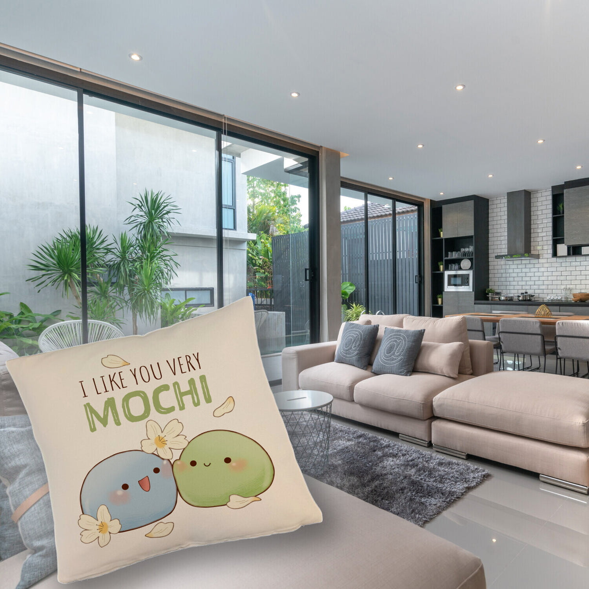 Mochi Freunde Kissen mit Spruch I like you very Mochi