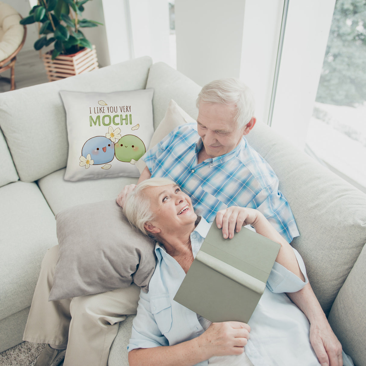 Mochi Freunde Kissen mit Spruch I like you very Mochi
