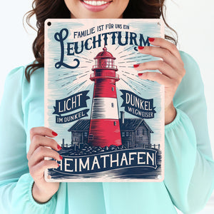 Familie ist für uns ein Leuchtturm Metallschild in 15x20 cm