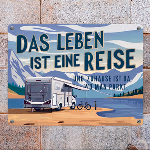 Wohnmobil am See Metallschild in 15x20 cm - Zuhause ist wo man parkt