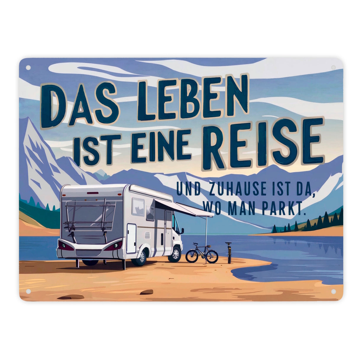 Wohnmobil am See Metallschild in 15x20 cm - Zuhause ist wo man parkt