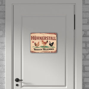 Herzlich Willkommen im Hühnerstall Vintage Metallschild in 15x20 cm