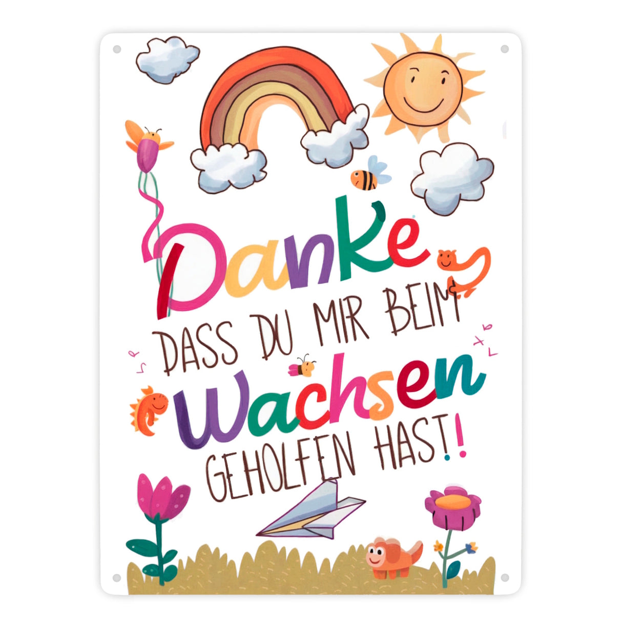 Danke, dass du mir beim Wachsen geholfen hast Metallschild in 15x20 cm