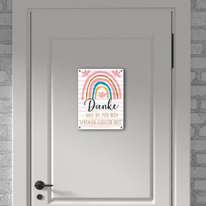 Danke dass du mir beim wachsen geholfen hast Regenbogen Metallschild in 15x20 cm