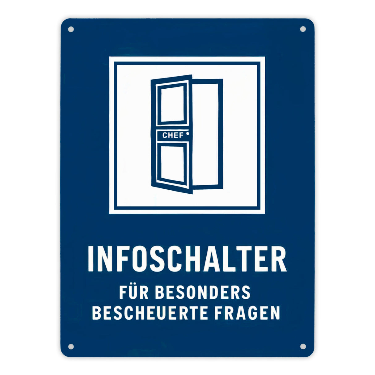 Infoschalter für bescheuerte Fragen Chef - Metallschild in 15x20 cm