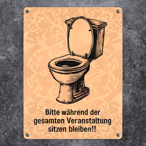 Toilettenschüssel Metallschild in 15x20 cm - Bitte sitzen bleiben