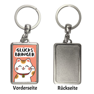 Winkekatze Schlüsselanhänger mit Spruch Glücksbringer