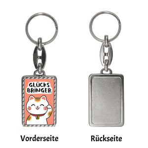 Winkekatze Schlüsselanhänger mit Spruch Glücksbringer