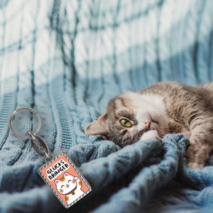 Winkekatze Schlüsselanhänger mit Spruch Glücksbringer