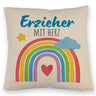 Regenbogen Kissen mit Spruch Erzieher mit Herz