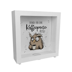 Eule Spardose mit Spruch Spende für eine Kaffeepause