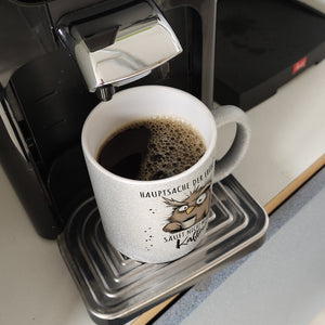 Eule Kaffeebecher mit Spruch Früher Vogel soll nicht Kaffee saufen