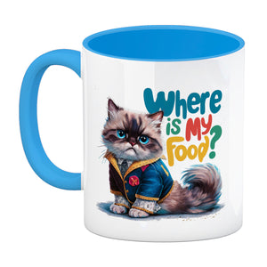 Schicke mürrische Katze Kaffeebecher - Wo ist mein Futter