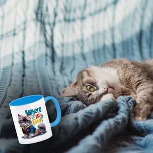 Schicke mürrische Katze Kaffeebecher - Wo ist mein Futter