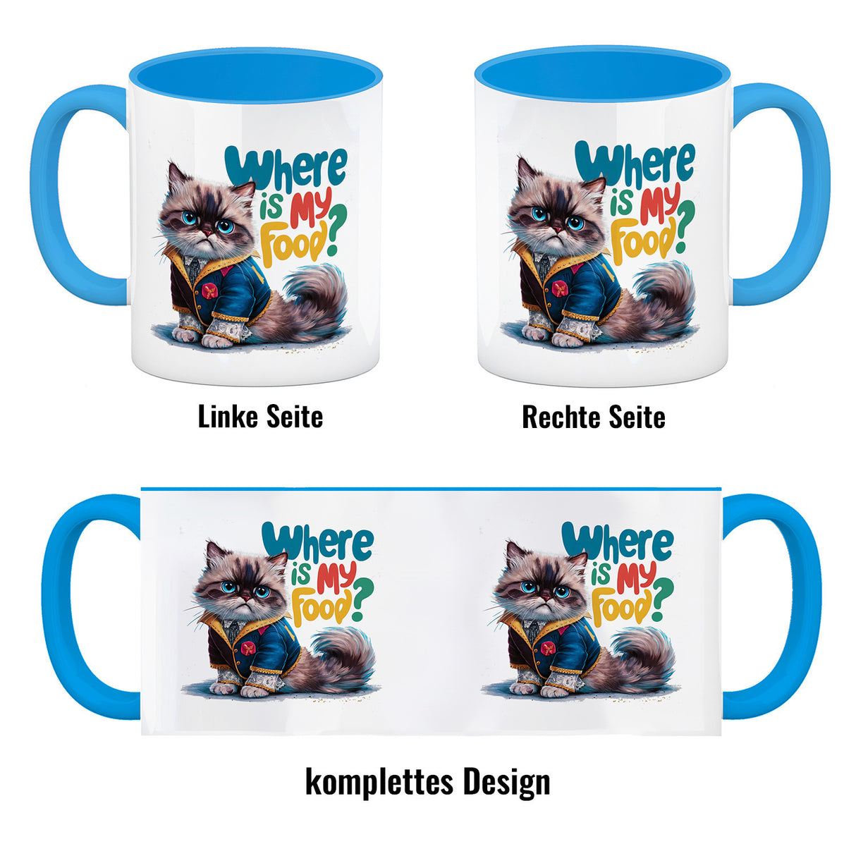 Schicke mürrische Katze Kaffeebecher - Wo ist mein Futter