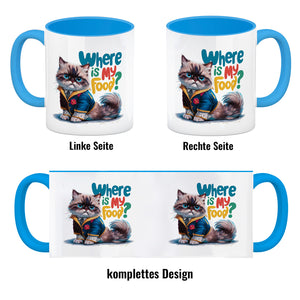 Schicke mürrische Katze Kaffeebecher - Wo ist mein Futter