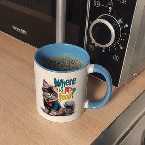 Schicke mürrische Katze Kaffeebecher - Wo ist mein Futter