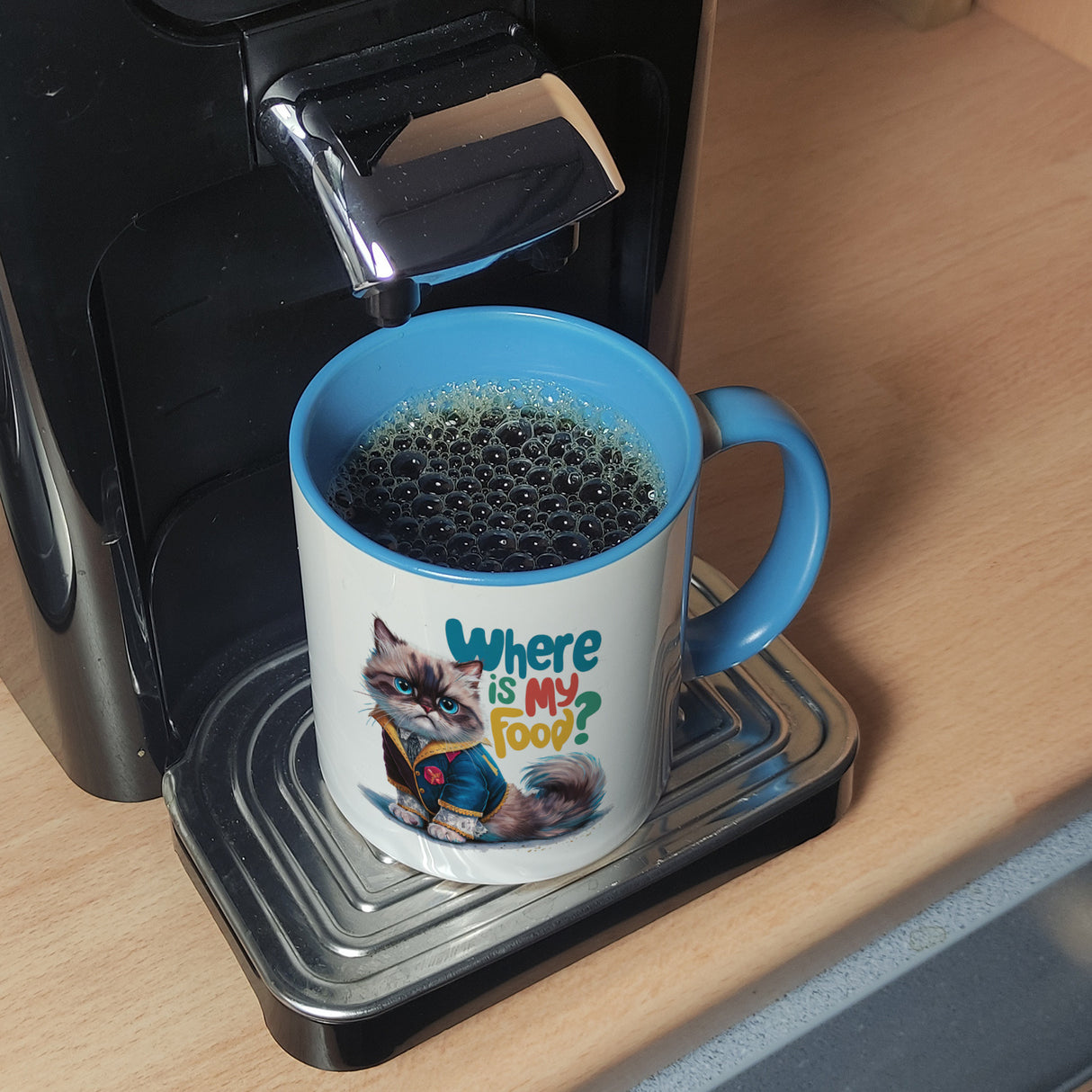 Schicke mürrische Katze Kaffeebecher - Wo ist mein Futter