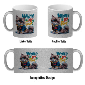 Schicke mürrische Katze Kaffeebecher - Wo ist mein Futter