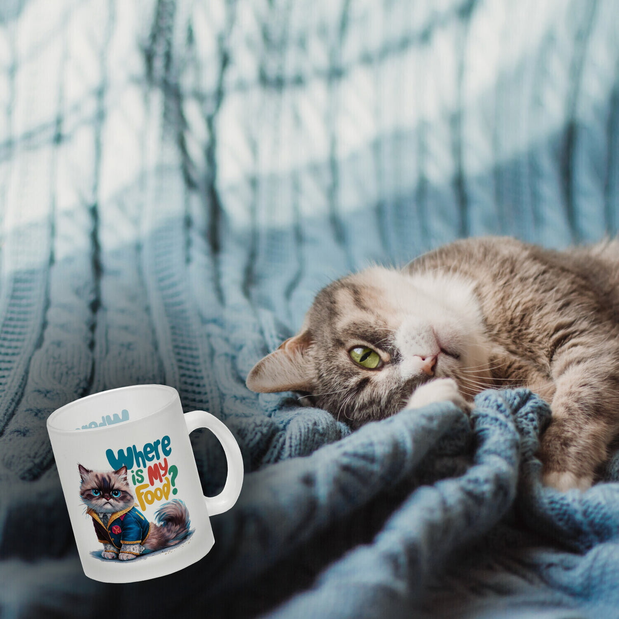 Schicke mürrische Katze Kaffeebecher - Wo ist mein Futter
