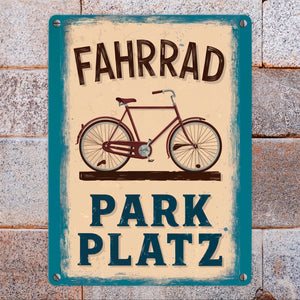 Vintage Fahrrad Parkplatz Metallschild in 15x20 cm