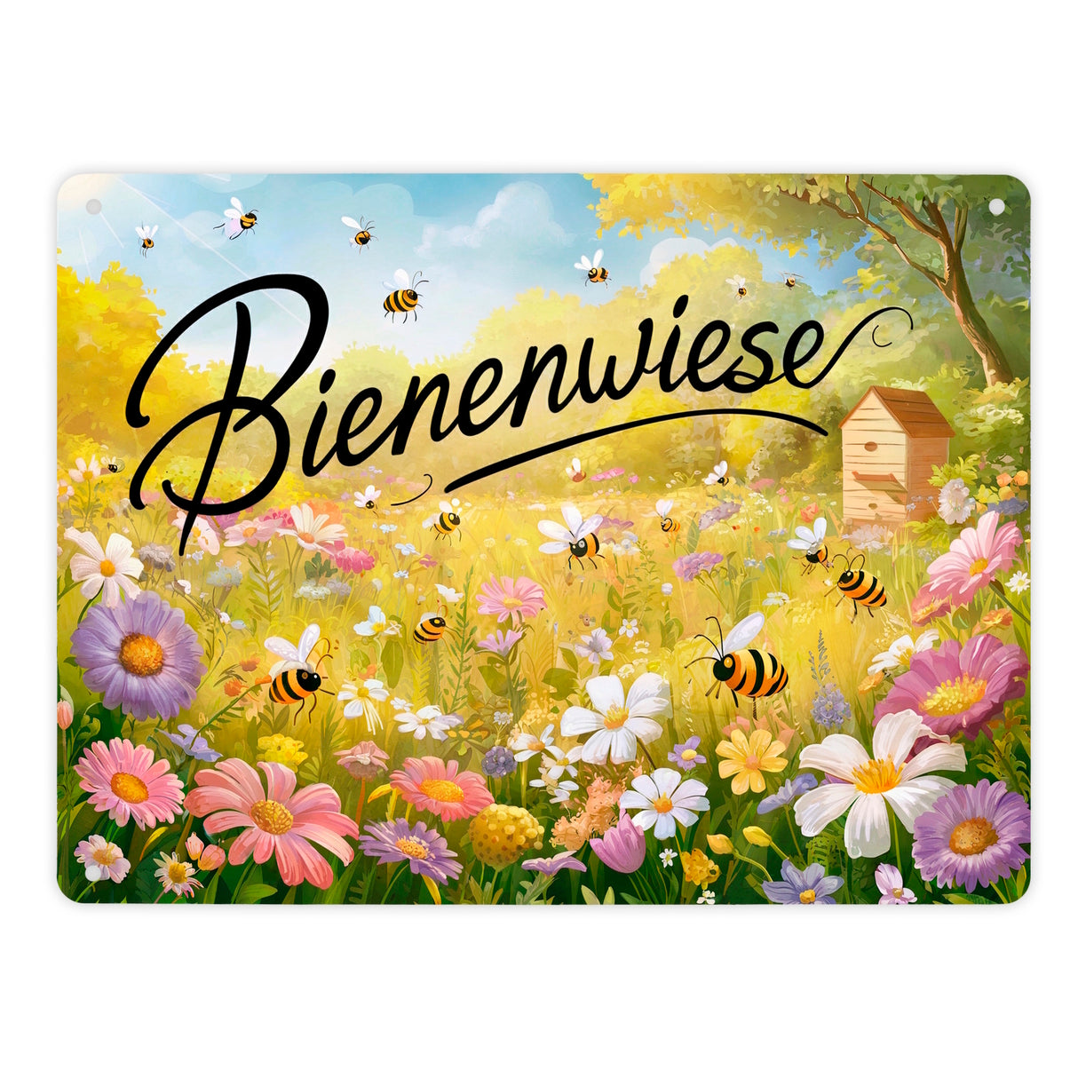 Bienenwiese Metallschild in 15x20 cm