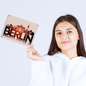 Berlin Skyline Metallschild in 15x20 cm
