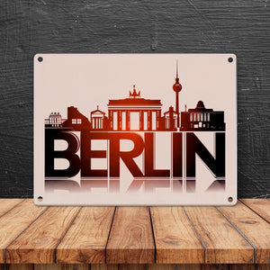 Berlin Skyline Metallschild in 15x20 cm