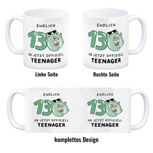 Jelly & Friends Frosch Kaffeebecher mit Spruch Endlich 13 Ab jetzt offiziell Teenager