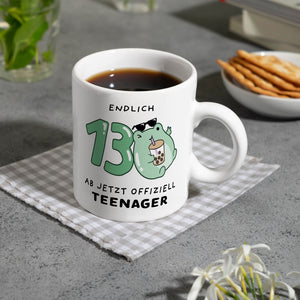 Jelly & Friends Frosch Kaffeebecher mit Spruch Endlich 13 Ab jetzt offiziell Teenager